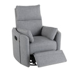 Fauteuil inclinable pivotant manuel avec mouvement de bascule, 2 oreillers amovibles, revêtement en lin et accoudoirs incurvés pour salon ou chambre d'enfant