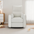 Fauteuil inclinable pivotant manuel avec mouvement de bascule, 2 oreillers amovibles, revêtement en lin et accoudoirs incurvés pour salon ou chambre d'enfant