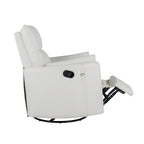 Fauteuil inclinable pivotant manuel avec mouvement de bascule, 2 oreillers amovibles, revêtement en lin et accoudoirs incurvés pour salon ou chambre d'enfant
