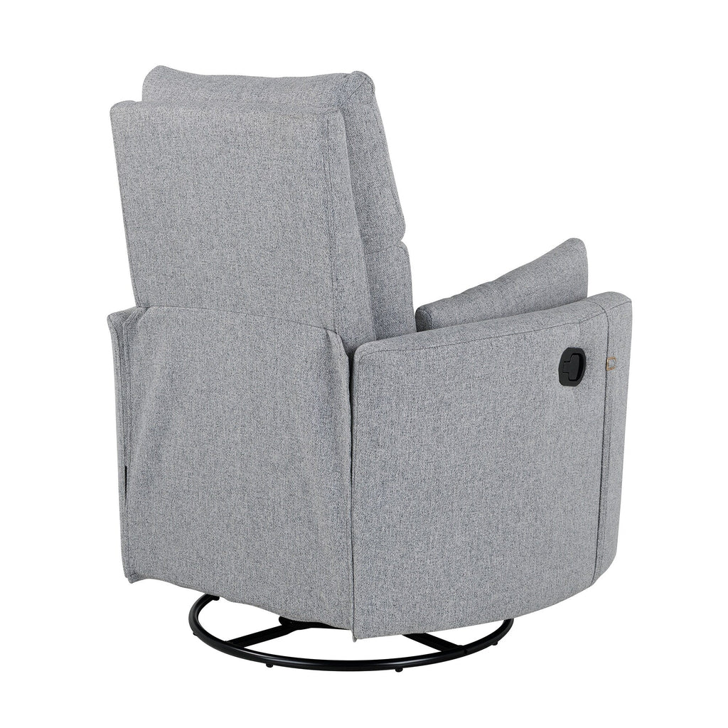 Fauteuil inclinable pivotant manuel avec mouvement de bascule, 2 oreillers amovibles, revêtement en lin et accoudoirs incurvés pour salon ou chambre d'enfant