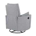 Fauteuil inclinable pivotant manuel avec mouvement de bascule, 2 oreillers amovibles, revêtement en lin et accoudoirs incurvés pour salon ou chambre d'enfant