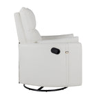Fauteuil inclinable pivotant manuel avec mouvement de bascule, 2 oreillers amovibles, revêtement en lin et accoudoirs incurvés pour salon ou chambre d'enfant