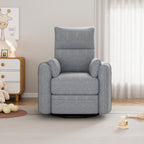 Fauteuil inclinable pivotant manuel avec mouvement de bascule, 2 oreillers amovibles, revêtement en lin et accoudoirs incurvés pour salon ou chambre d'enfant