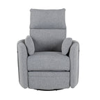 Fauteuil inclinable pivotant manuel avec mouvement de bascule, 2 oreillers amovibles, revêtement en lin et accoudoirs incurvés pour salon ou chambre d'enfant
