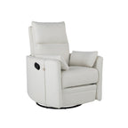 Fauteuil inclinable pivotant manuel avec mouvement de bascule, 2 oreillers amovibles, revêtement en lin et accoudoirs incurvés pour salon ou chambre d'enfant