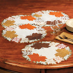 Linge de table d'automne brodé de feuilles d'érable