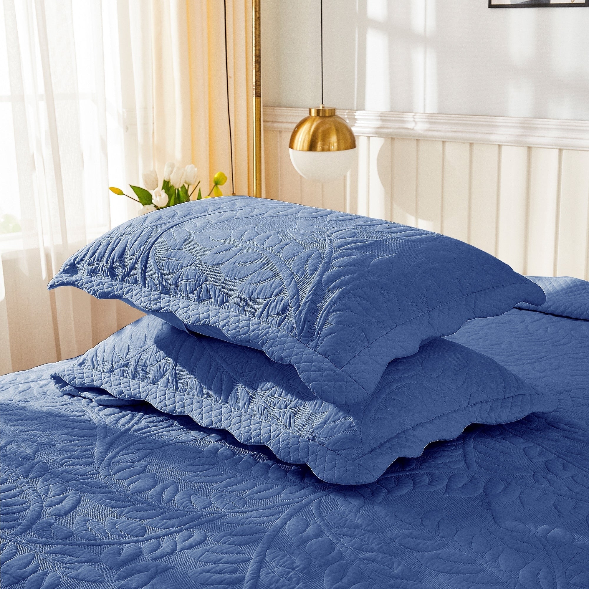 Taies d'oreiller matelassées brodées MarCielo, 2 pièces, 100 % coton