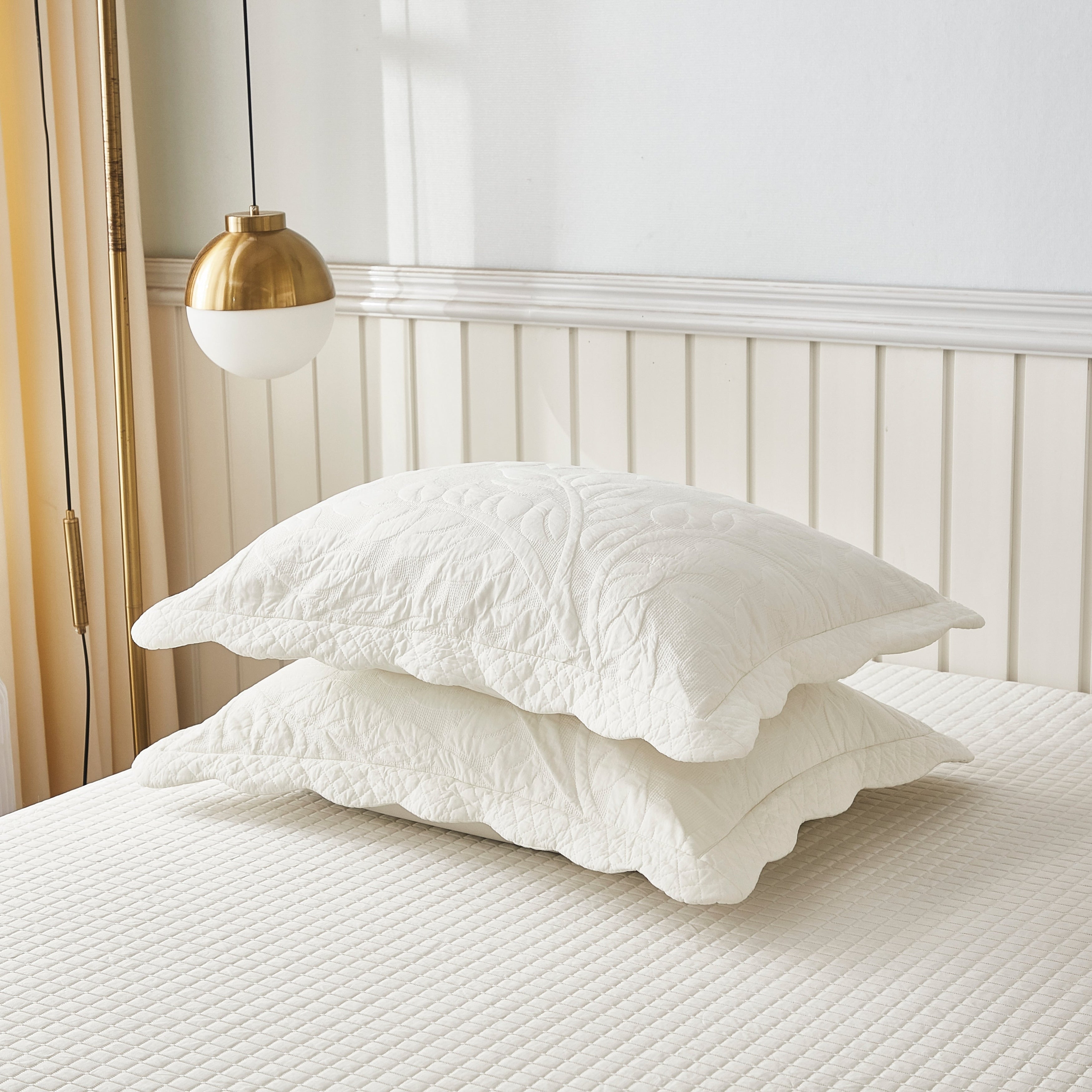 Taies d'oreiller matelassées brodées MarCielo, 2 pièces, 100 % coton