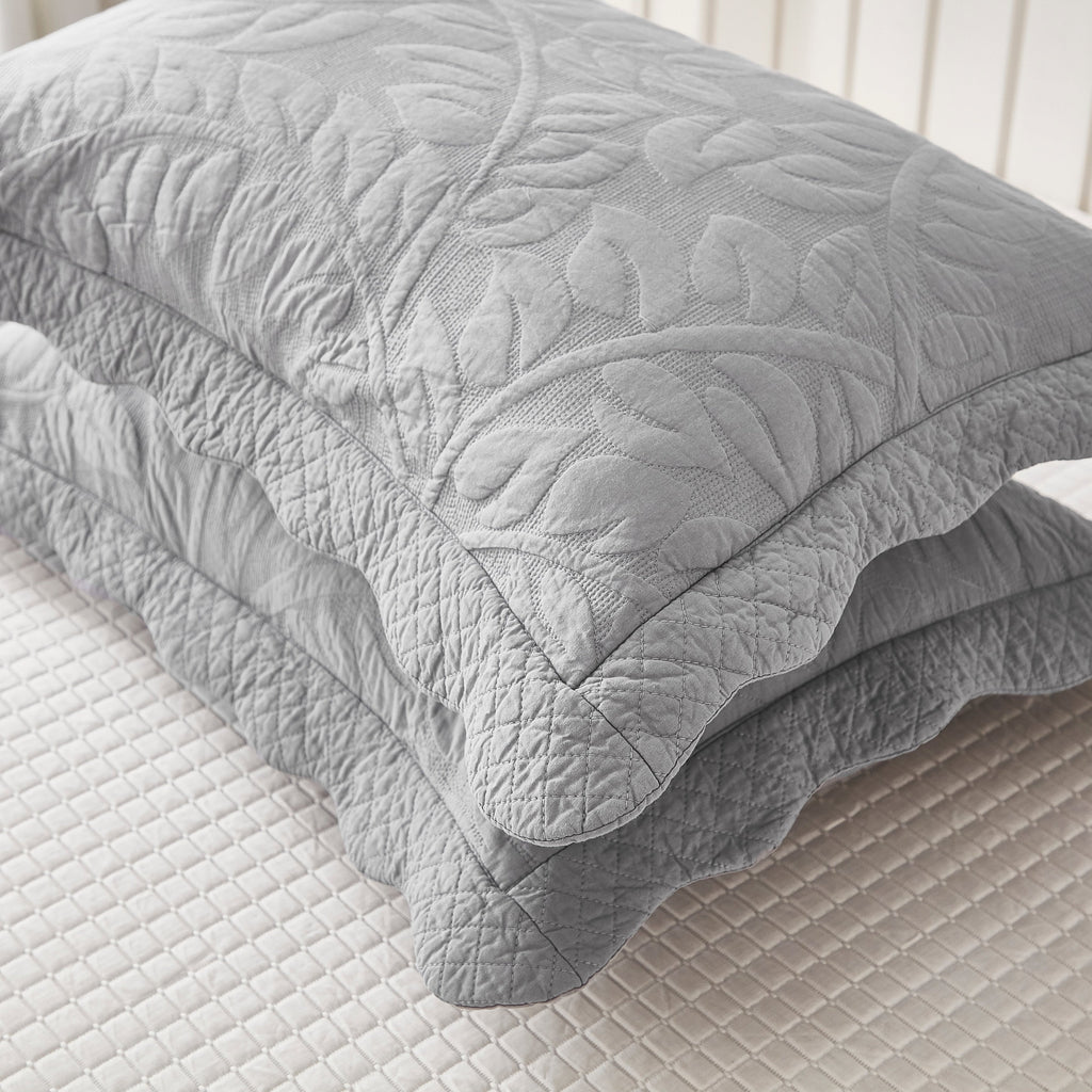 Taies d'oreiller matelassées brodées MarCielo, 2 pièces, 100 % coton