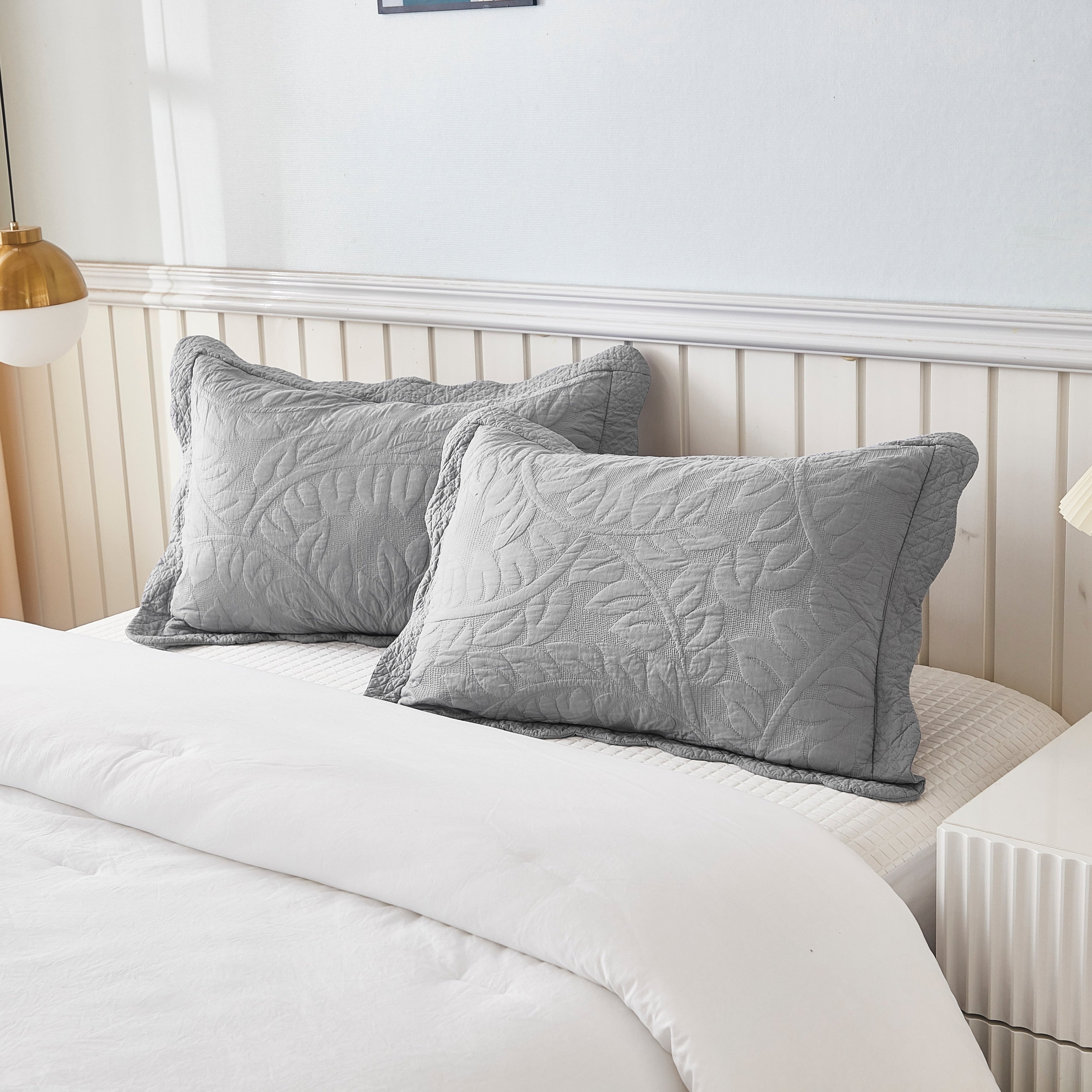 Taies d'oreiller matelassées brodées MarCielo, 2 pièces, 100 % coton