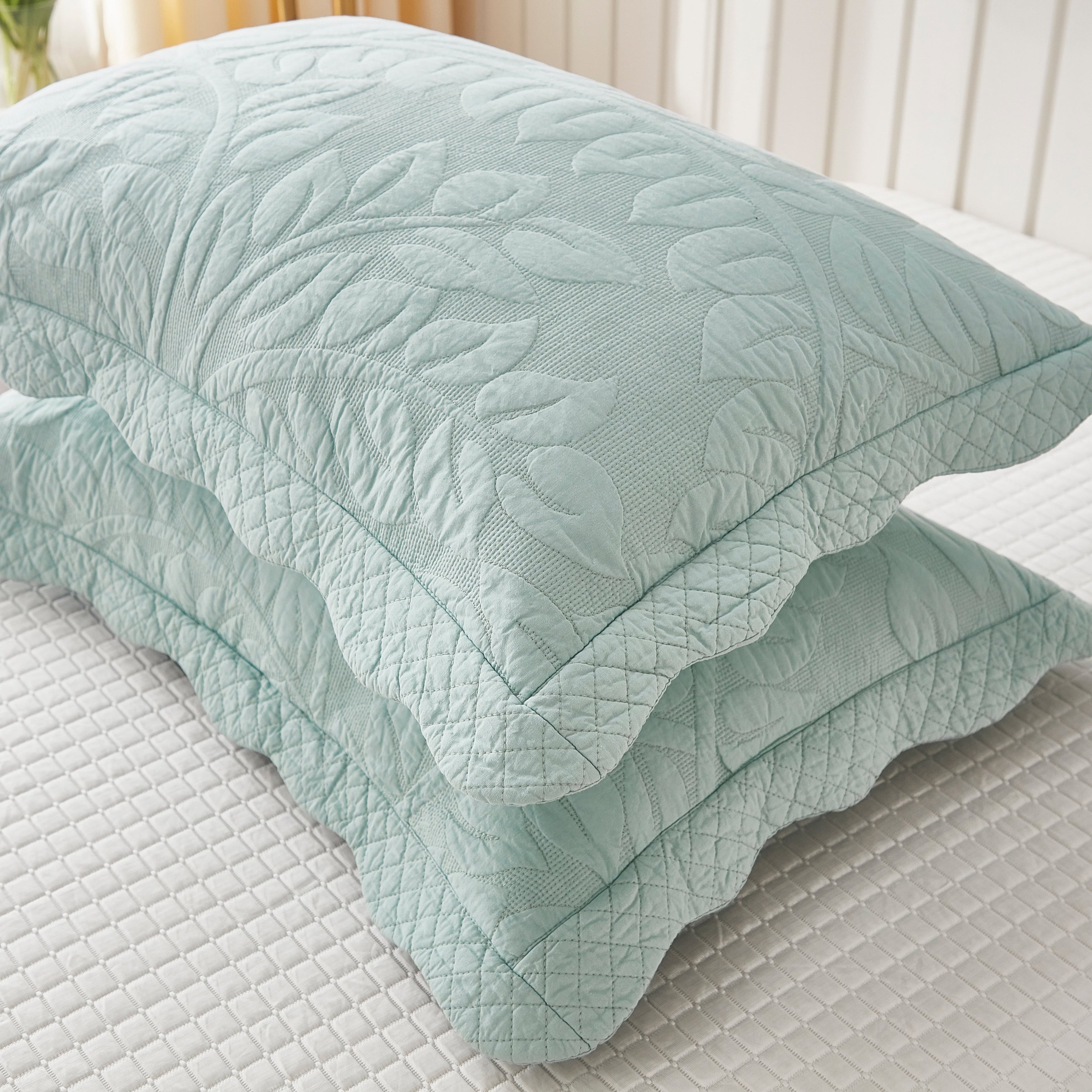 Taies d'oreiller matelassées brodées MarCielo, 2 pièces, 100 % coton