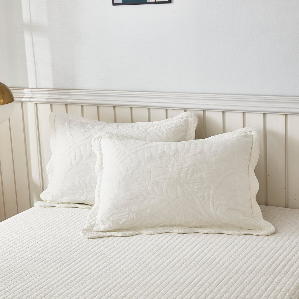 Taies d'oreiller matelassées brodées MarCielo, 2 pièces, 100 % coton