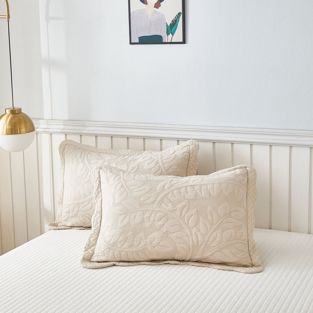 Taies d'oreiller matelassées brodées MarCielo, 2 pièces, 100 % coton