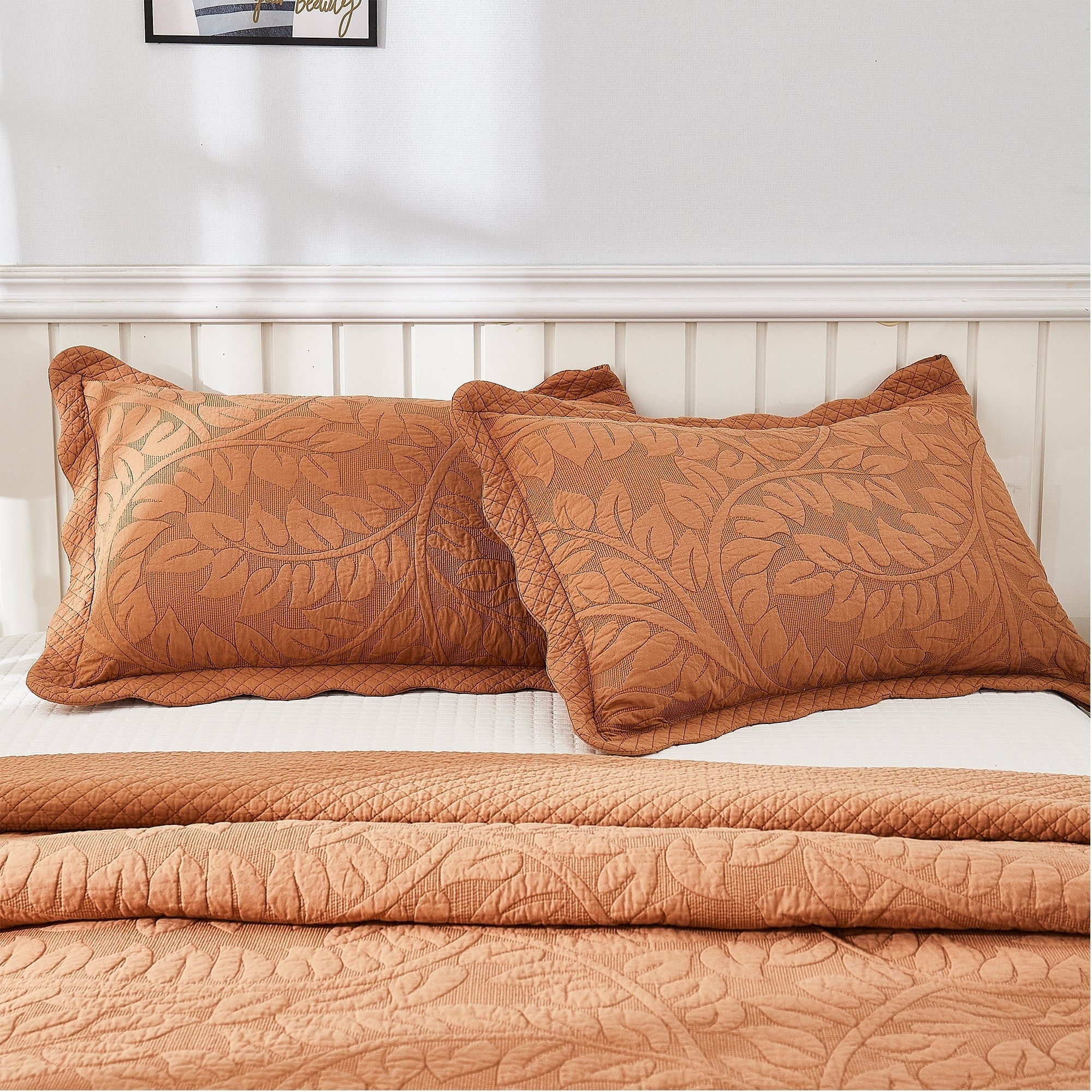 Taies d'oreiller matelassées brodées MarCielo, 2 pièces, 100 % coton