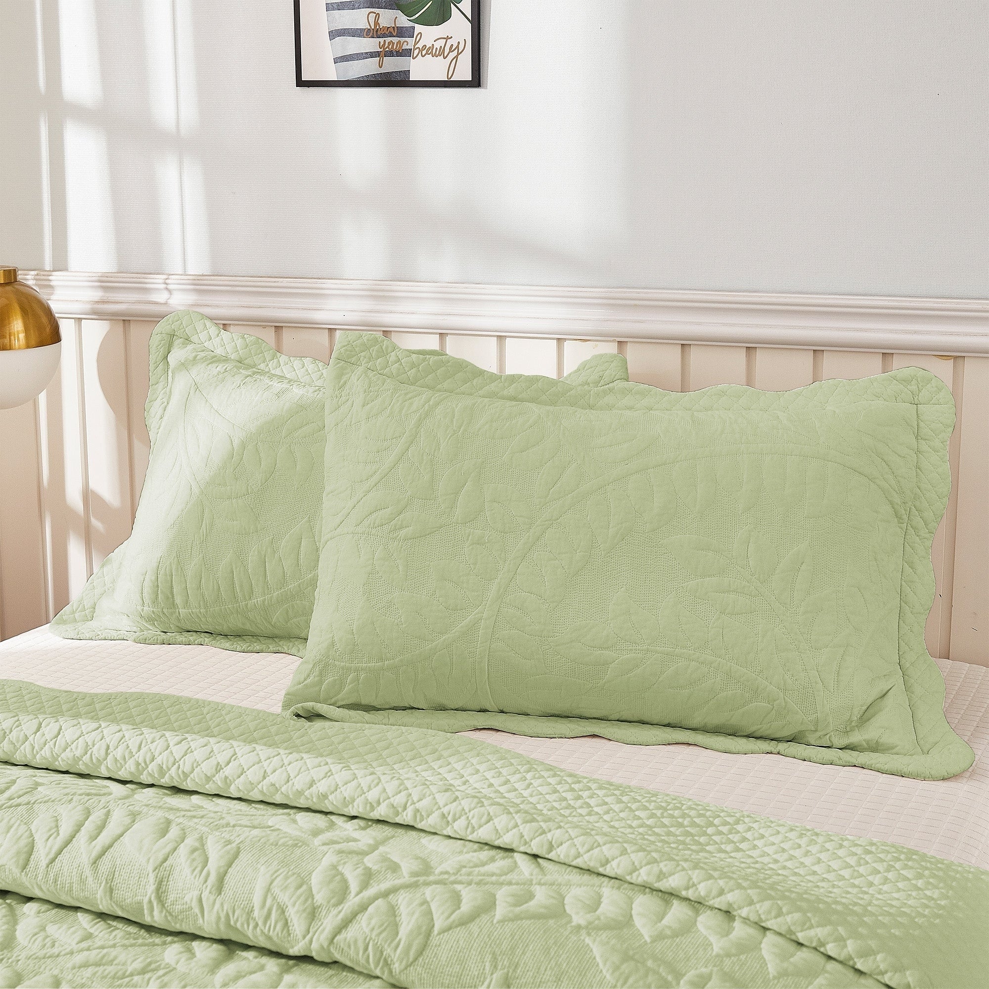 Taies d'oreiller matelassées brodées MarCielo, 2 pièces, 100 % coton