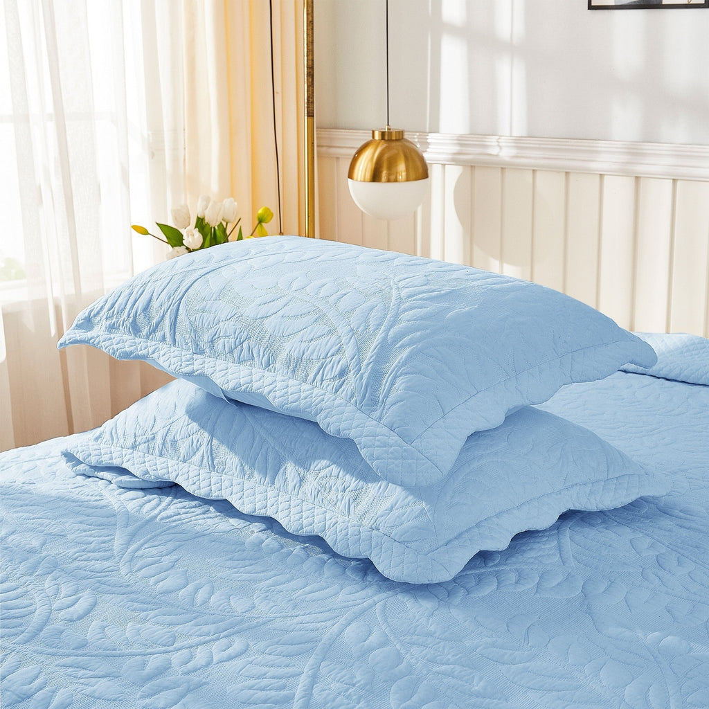 Taies d'oreiller matelassées brodées MarCielo, 2 pièces, 100 % coton