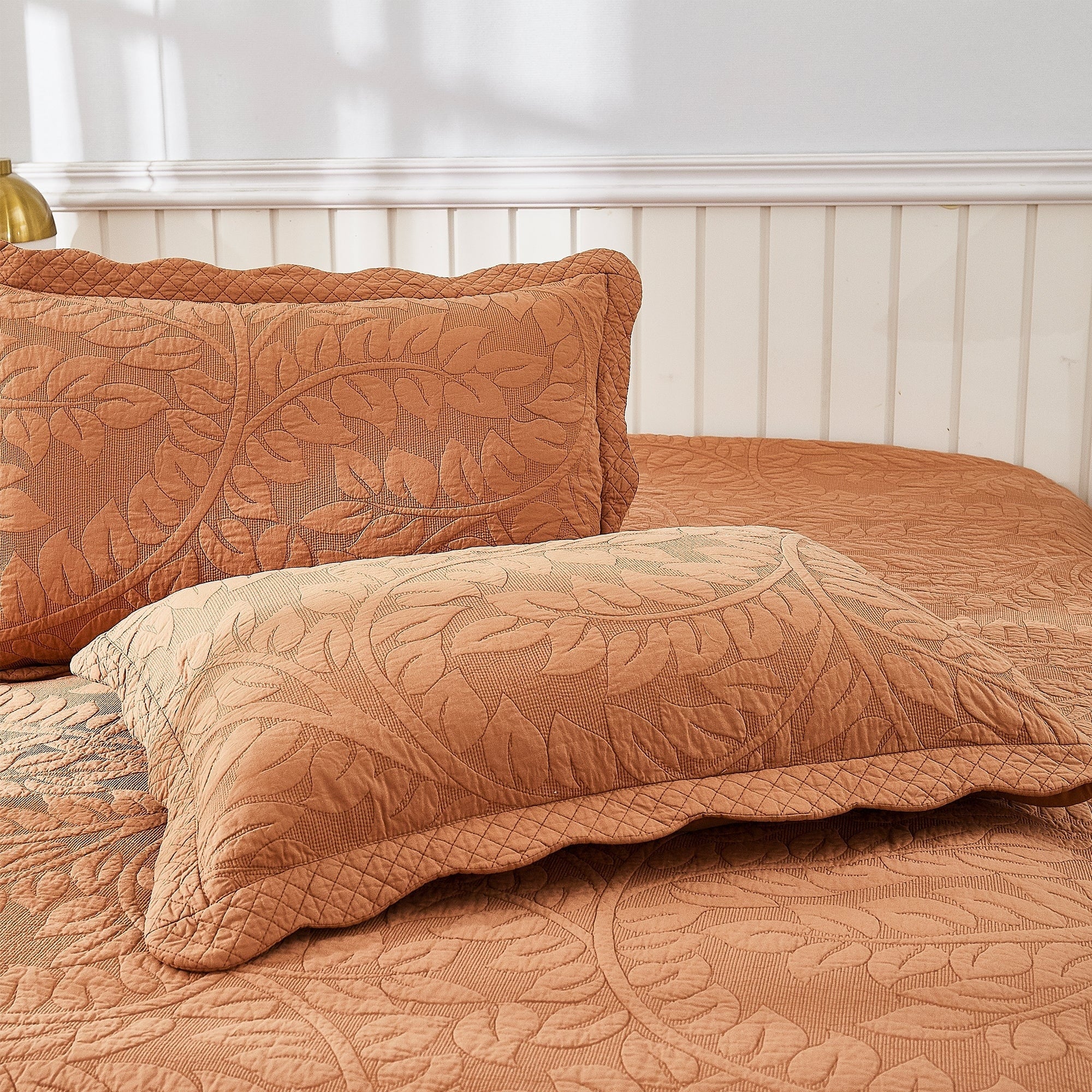 Taies d'oreiller matelassées brodées MarCielo, 2 pièces, 100 % coton