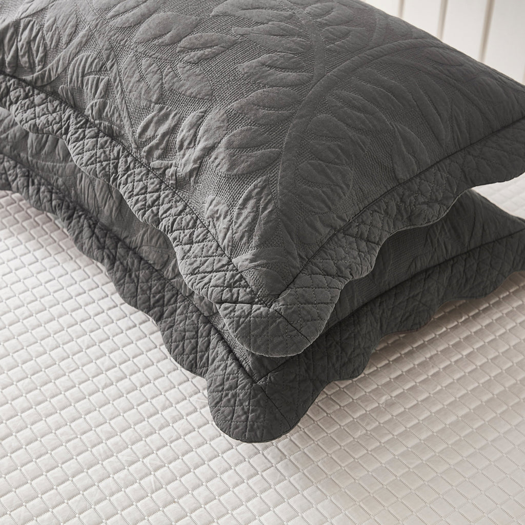 Taies d'oreiller matelassées brodées MarCielo, 2 pièces, 100 % coton