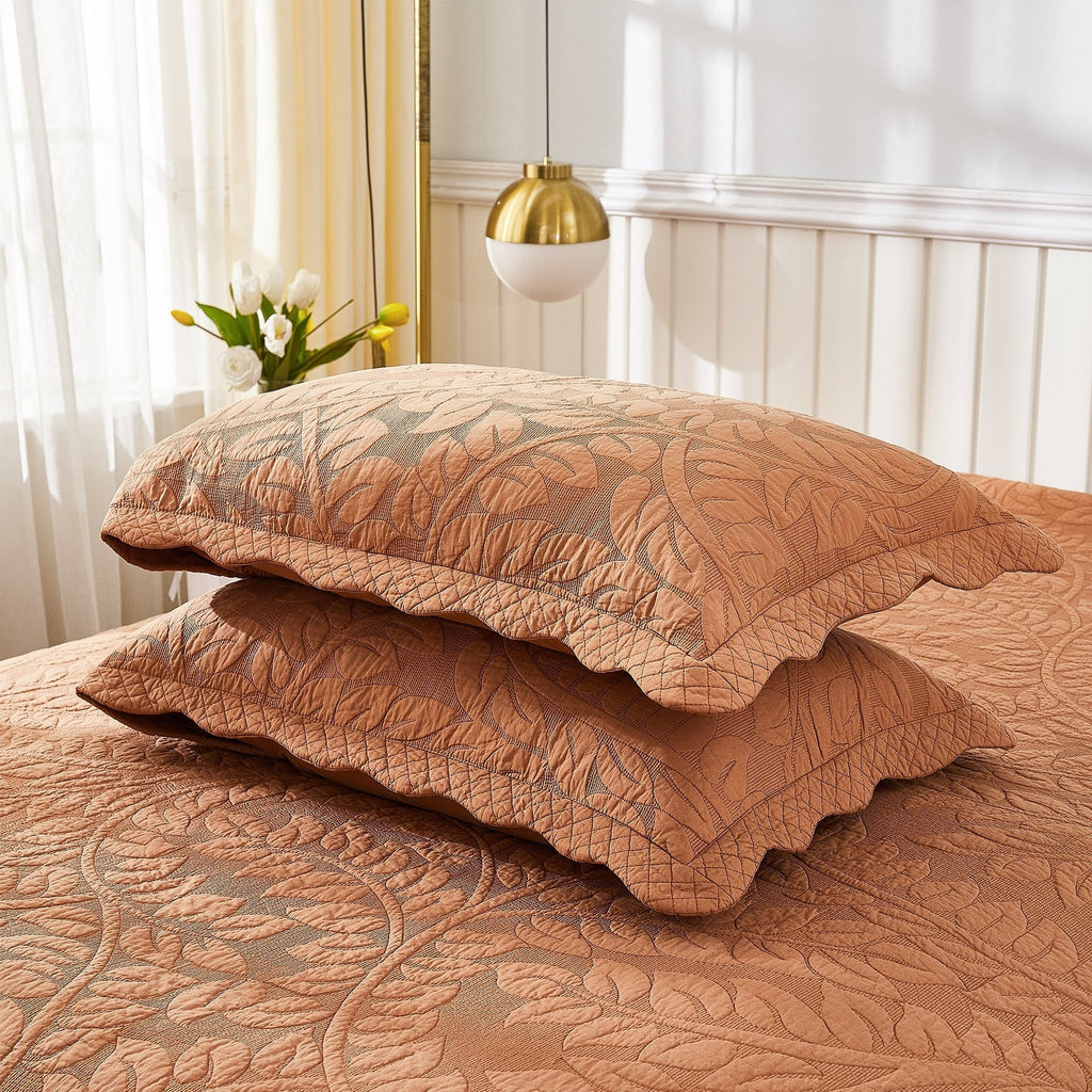 Taies d'oreiller matelassées brodées MarCielo, 2 pièces, 100 % coton