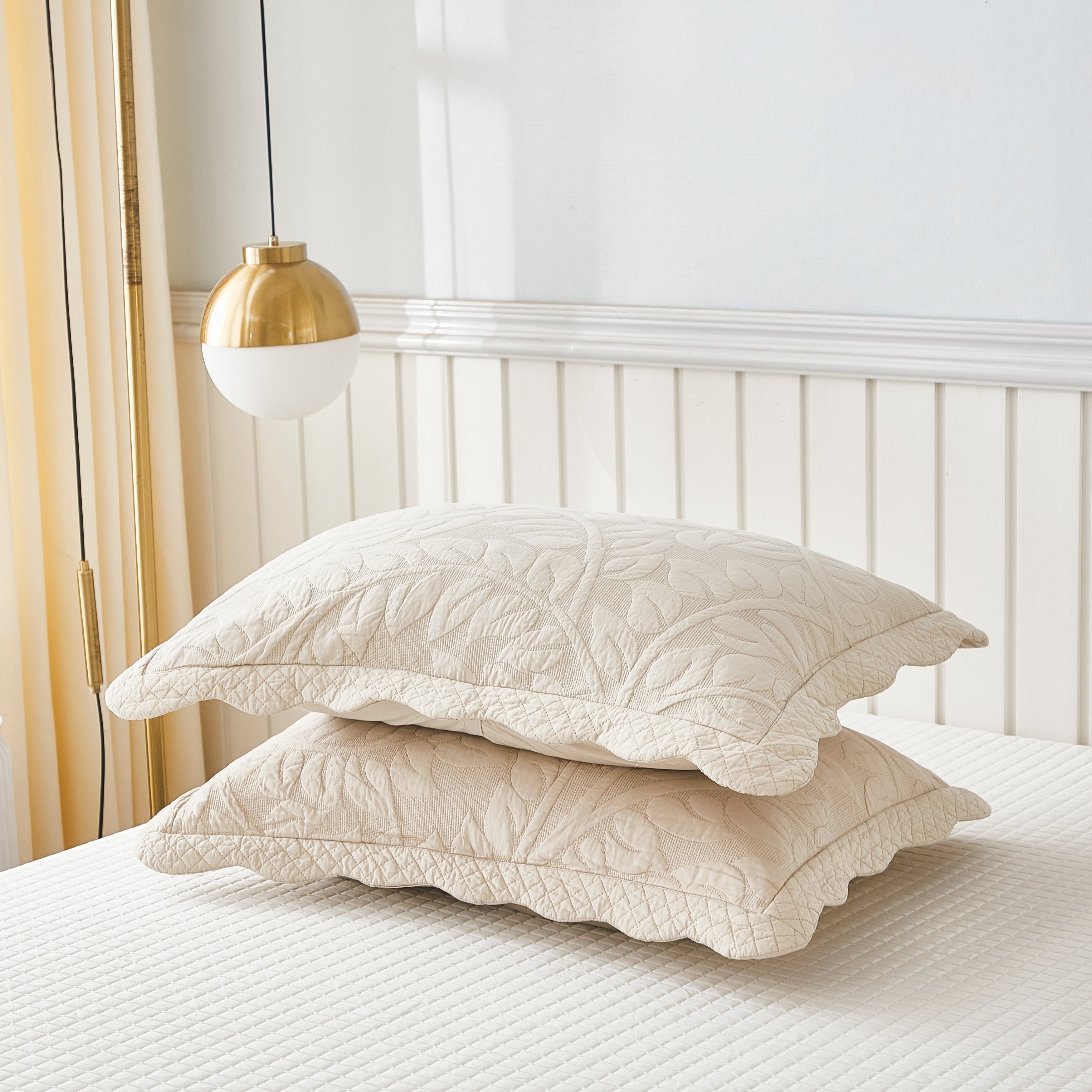Taies d'oreiller matelassées brodées MarCielo, 2 pièces, 100 % coton