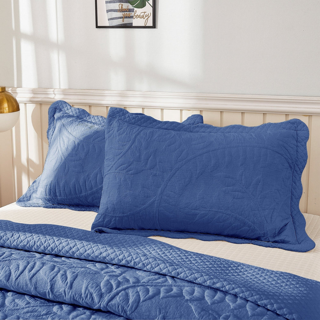 Taies d'oreiller matelassées brodées MarCielo, 2 pièces, 100 % coton