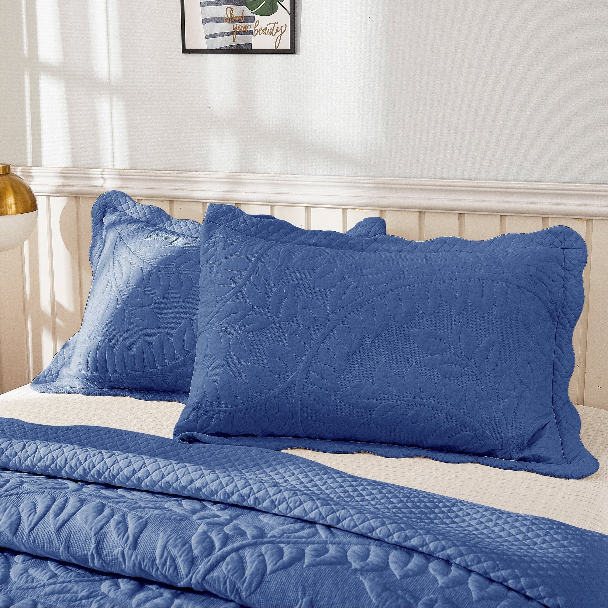 Taies d'oreiller matelassées brodées MarCielo, 2 pièces, 100 % coton