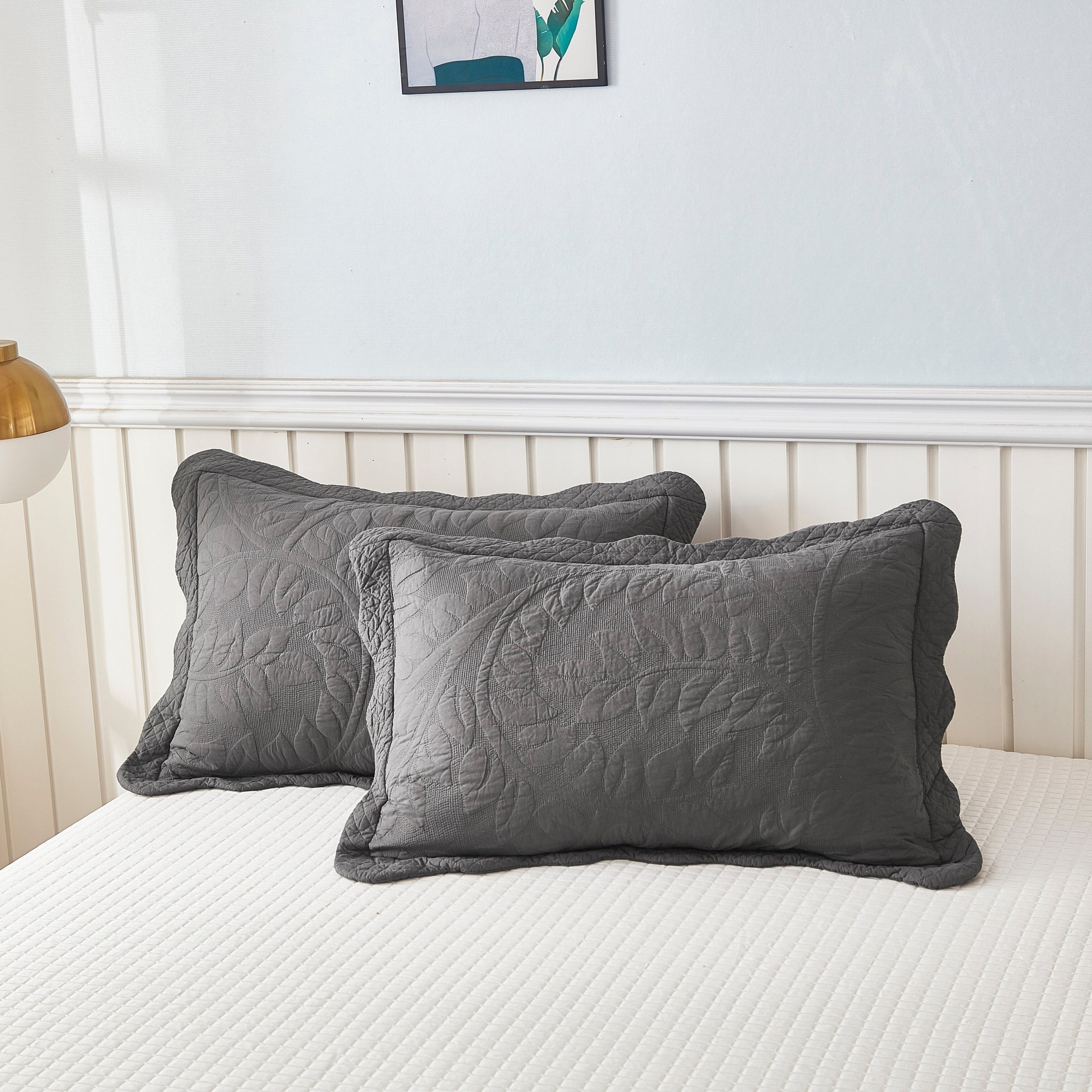 Taies d'oreiller matelassées brodées MarCielo, 2 pièces, 100 % coton