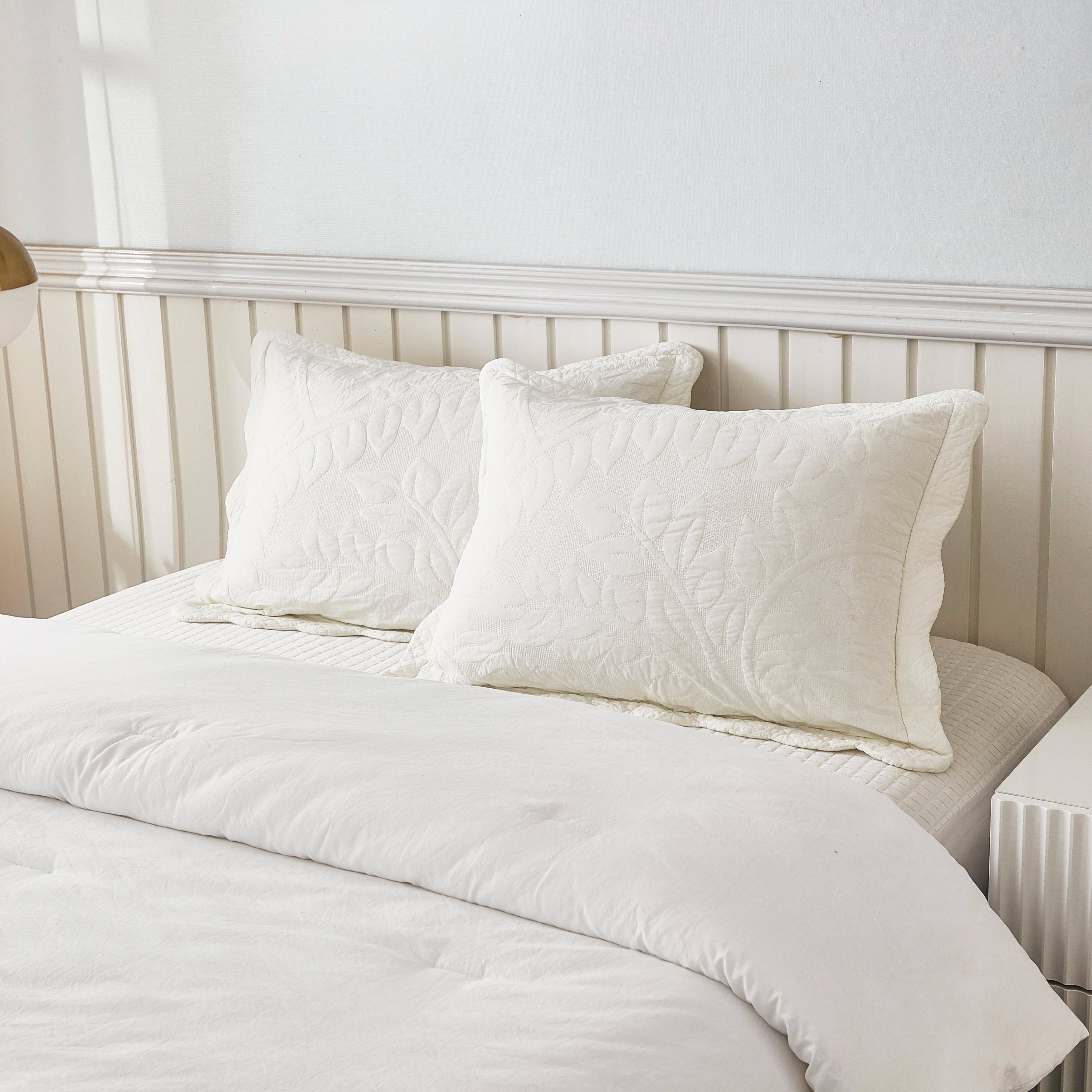 Taies d'oreiller matelassées brodées MarCielo, 2 pièces, 100 % coton