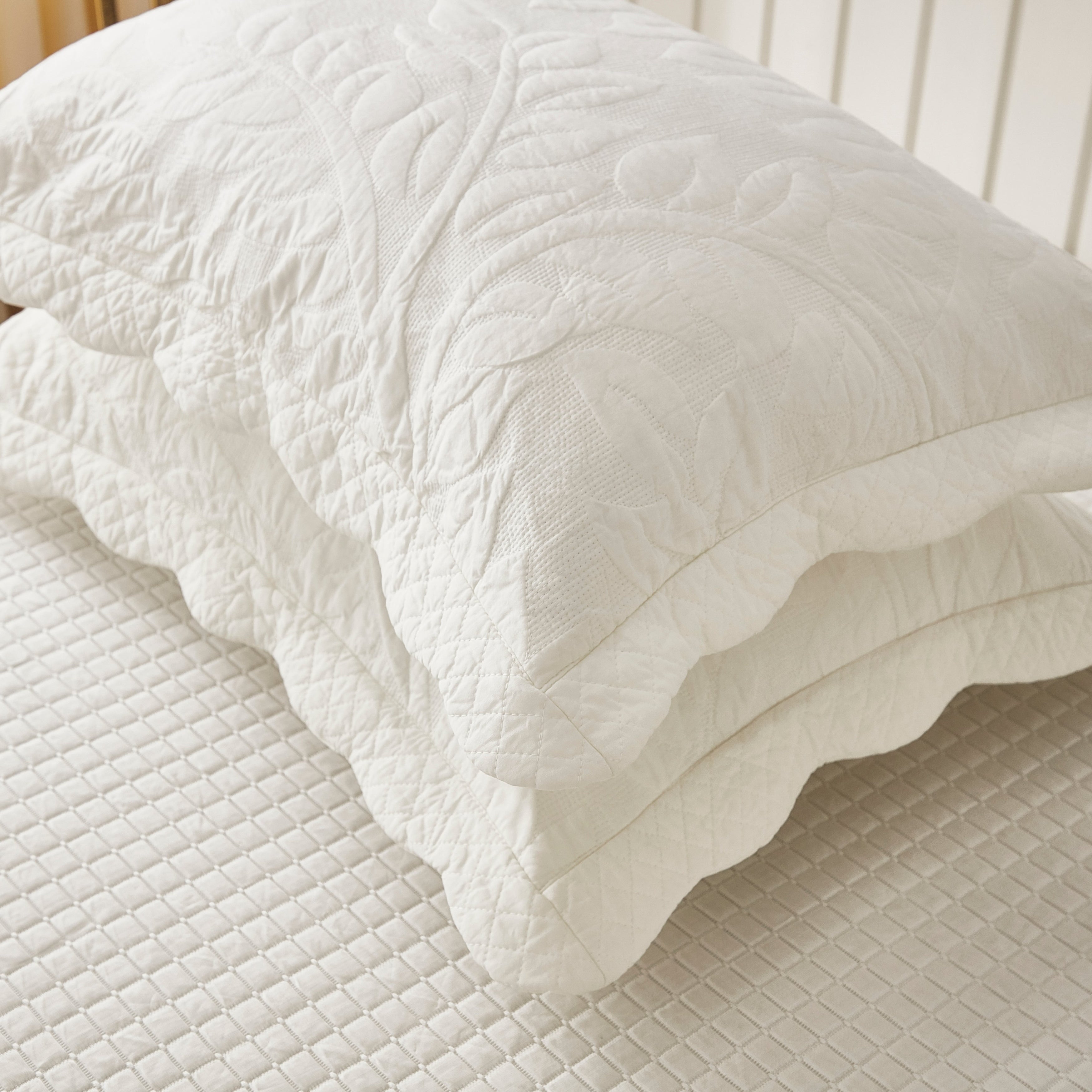 Taies d'oreiller matelassées brodées MarCielo, 2 pièces, 100 % coton