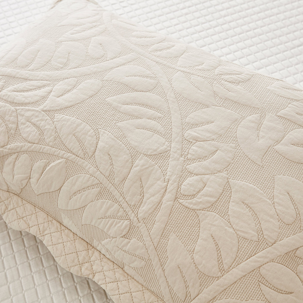 Taies d'oreiller matelassées brodées MarCielo, 2 pièces, 100 % coton
