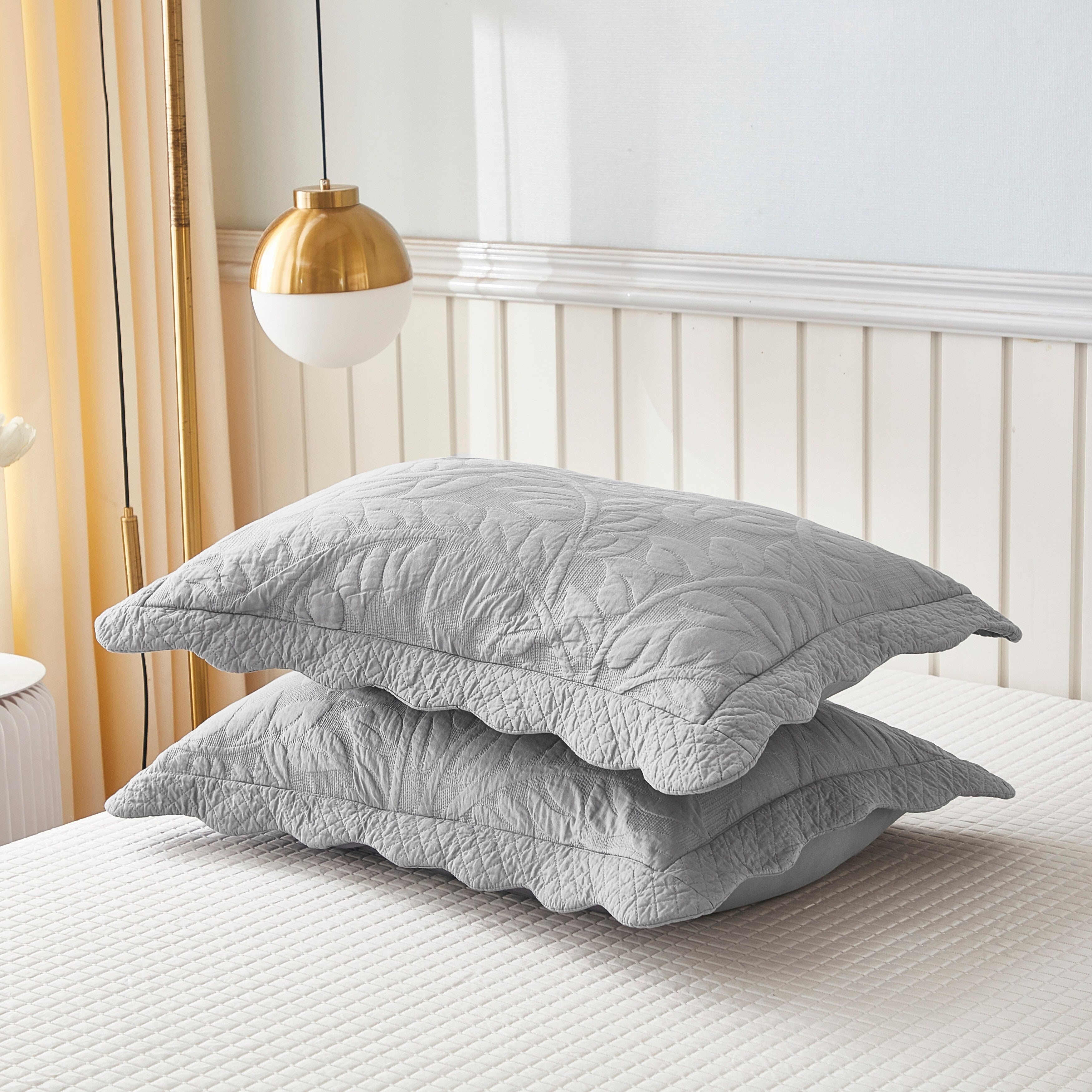 Taies d'oreiller matelassées brodées MarCielo, 2 pièces, 100 % coton