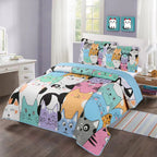 Parure de lit courtepointe pour enfants MarCielo motif chat WX202