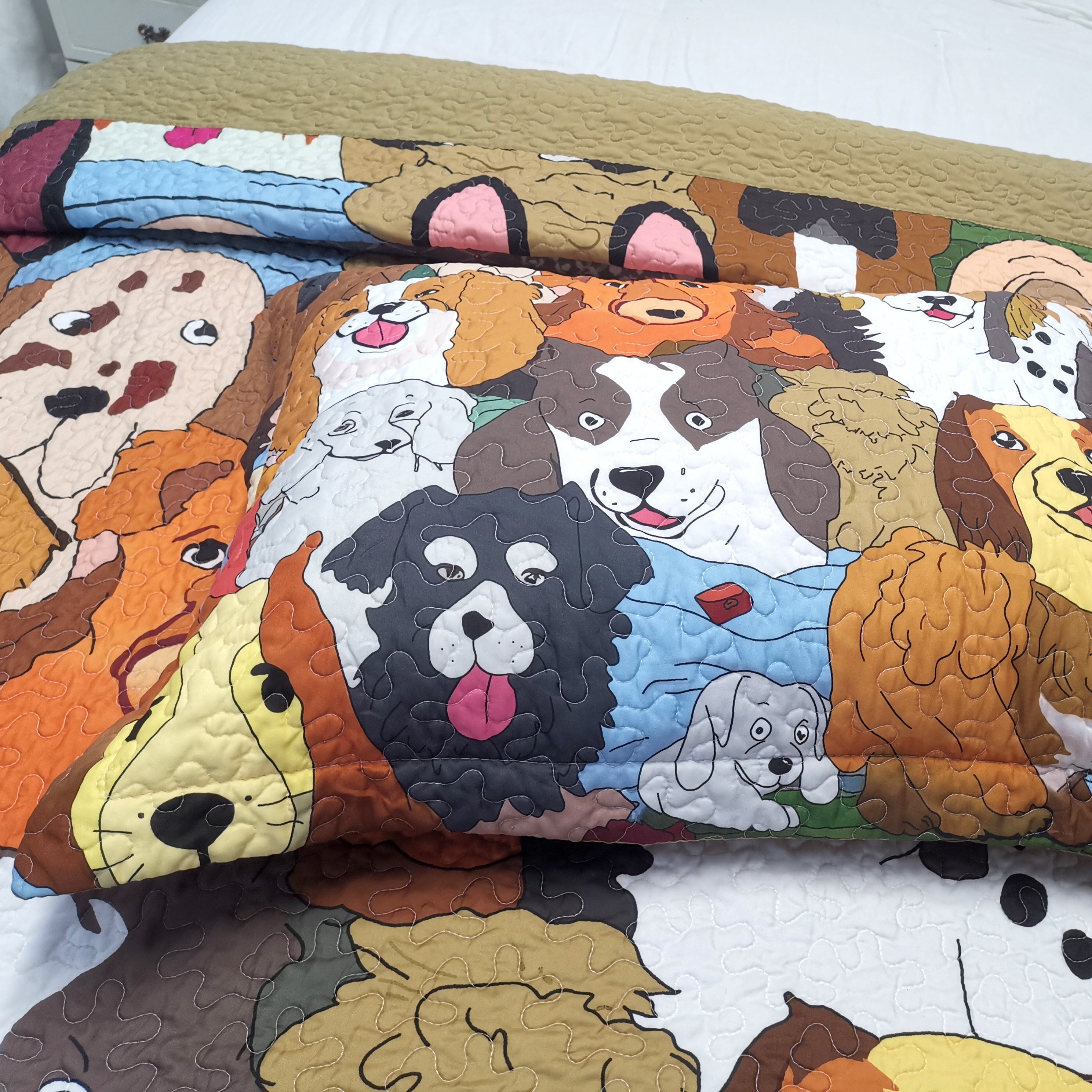Parure de lit courtepointe pour enfants MarCielo motif chien WX200