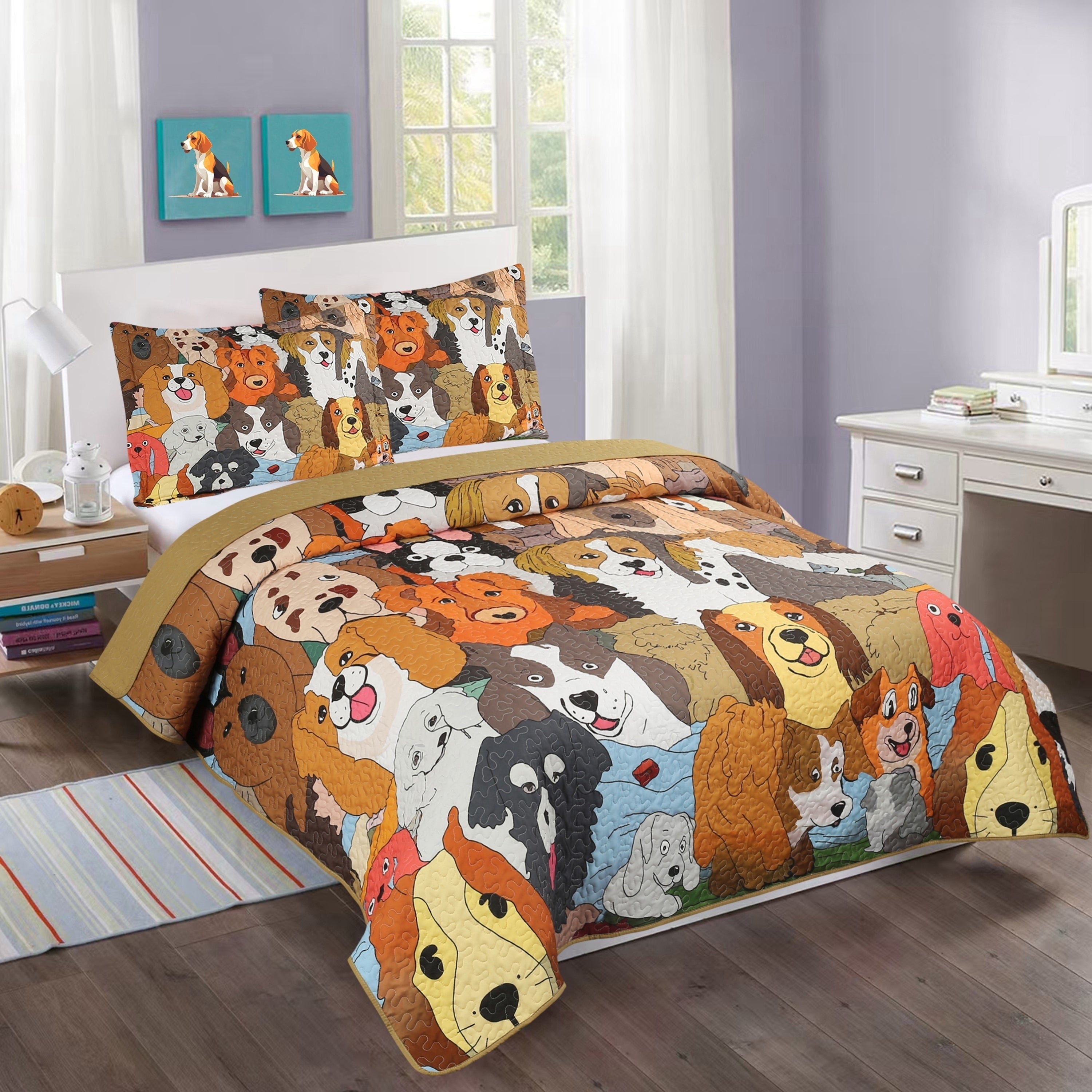 Parure de lit courtepointe pour enfants MarCielo motif chien WX200