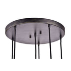 Suspension Mariana en verre cognac antique noir et base ronde à 6 lumières