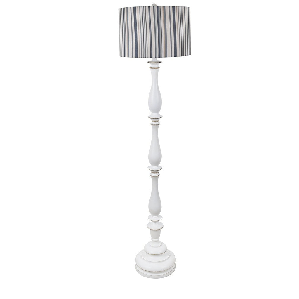 Lampadaire Maribelle 65H en résine blanche vieillie à rayures multiples - 65H x 17Rnd