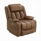 Fauteuil releveur électrique Mario, chauffant et massant, similicuir marron
