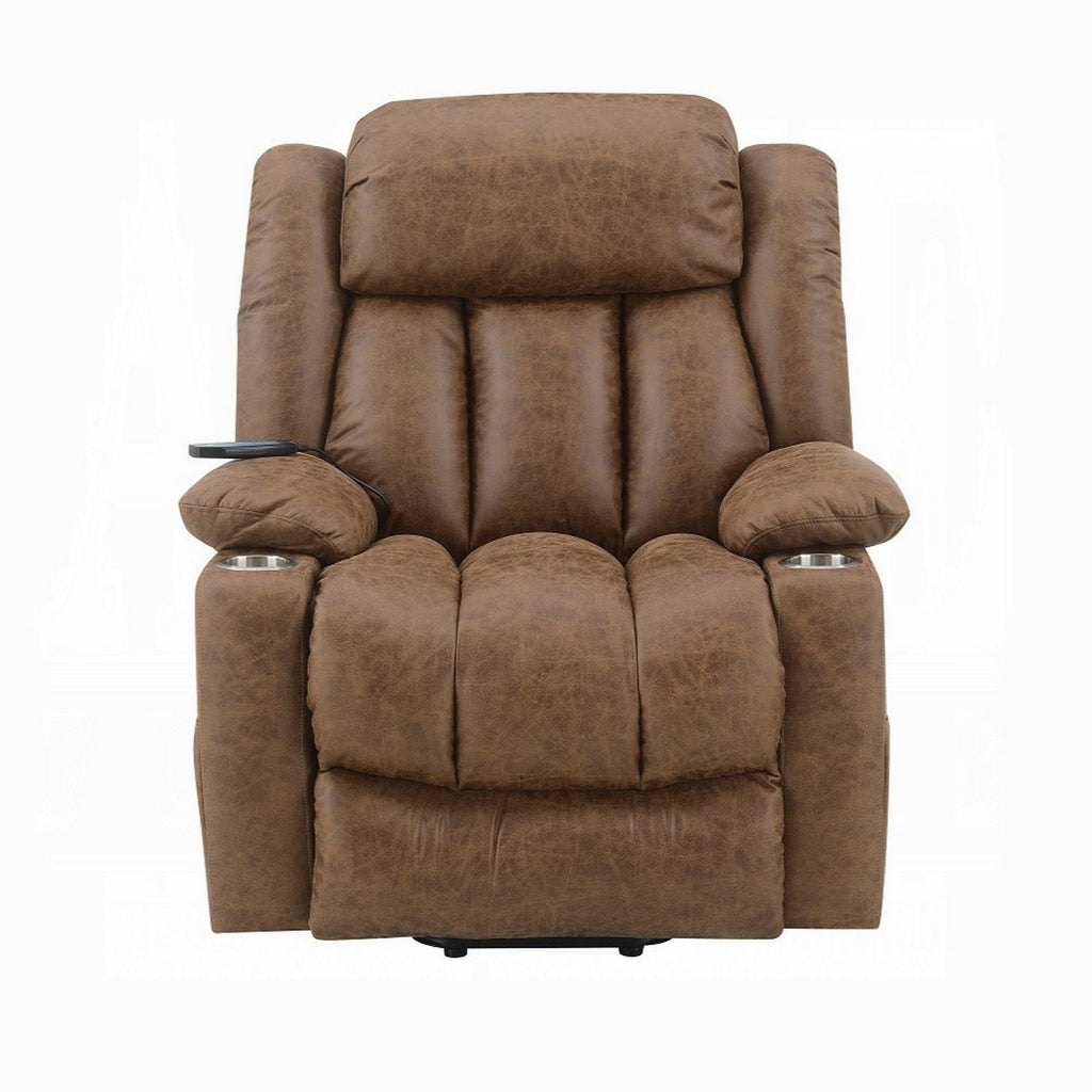 Fauteuil releveur électrique Mario, chauffant et massant, similicuir marron