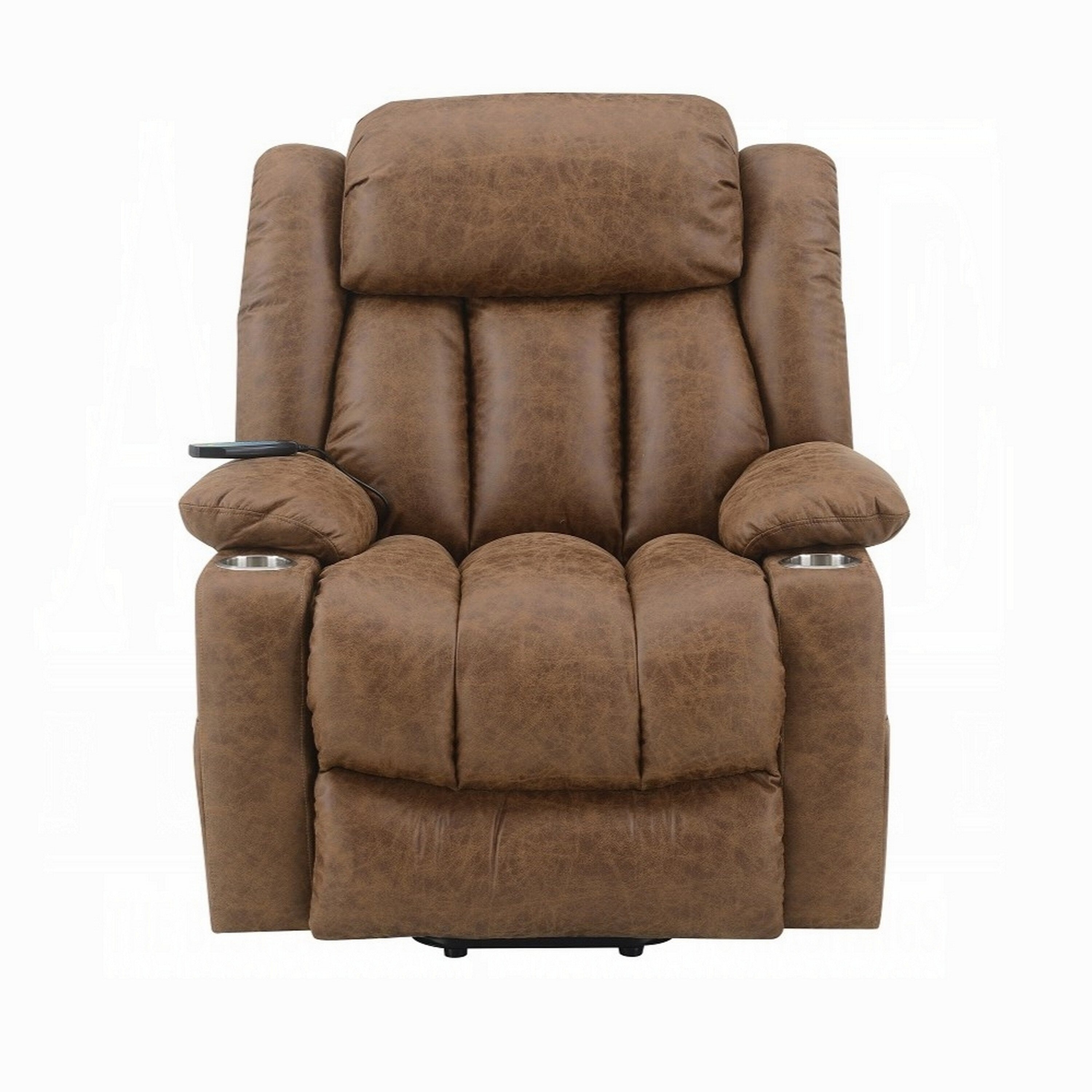Fauteuil releveur électrique Mario, chauffant et massant, similicuir marron