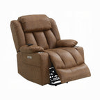 Fauteuil releveur électrique Mario, chauffant et massant, similicuir marron