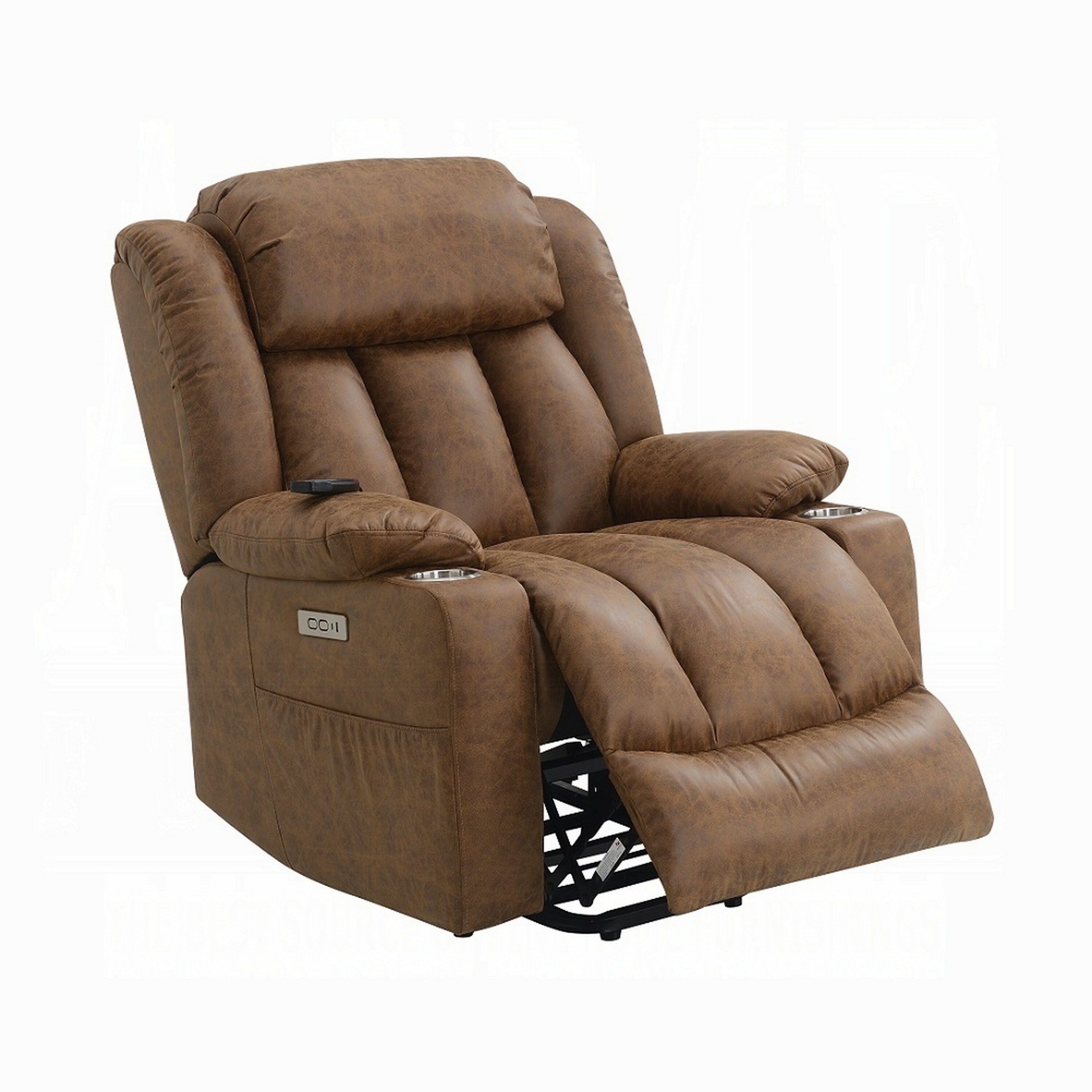 Fauteuil releveur électrique Mario, chauffant et massant, similicuir marron