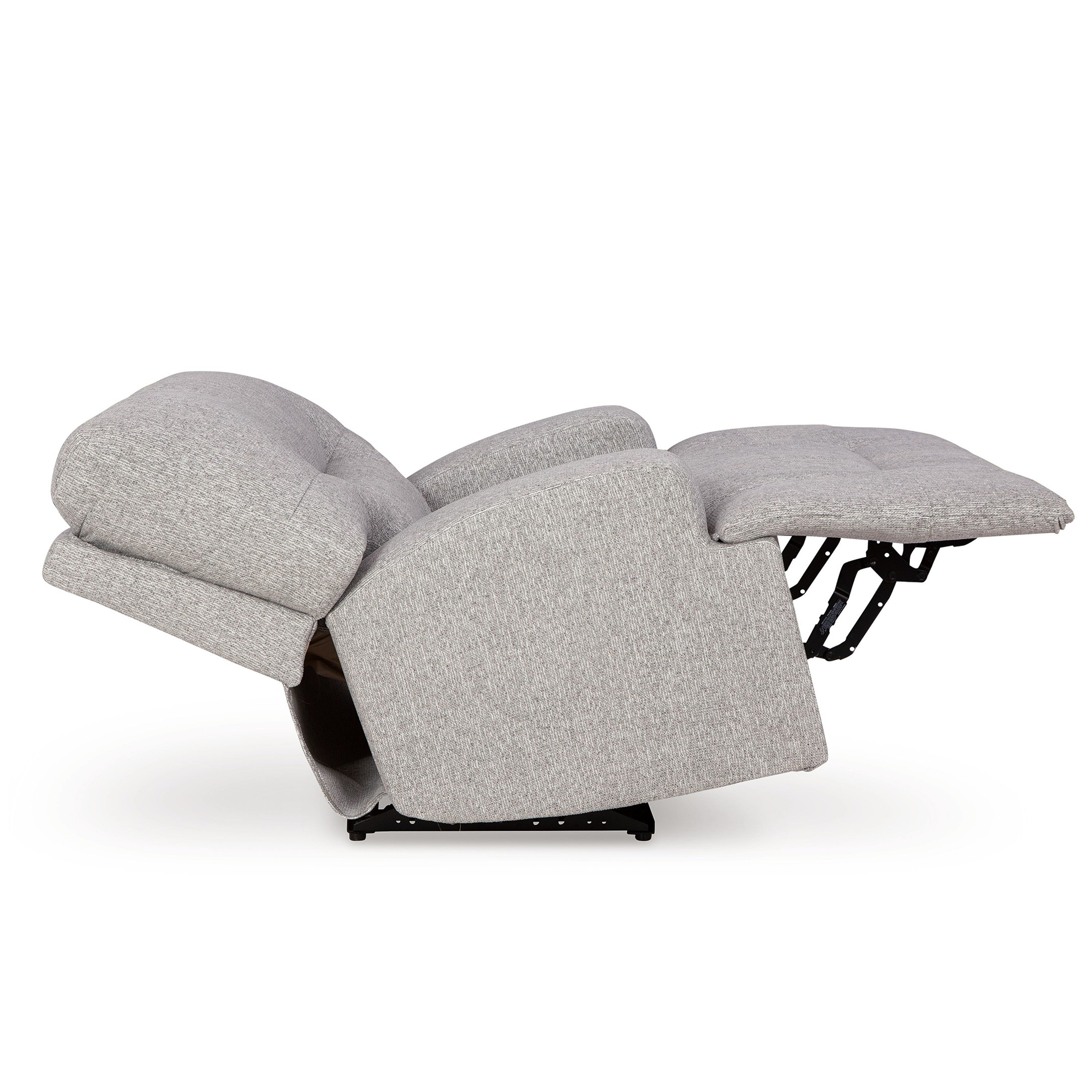 Fauteuil inclinable électrique Marissa à assise large, polyester gris, rembourrage moelleux