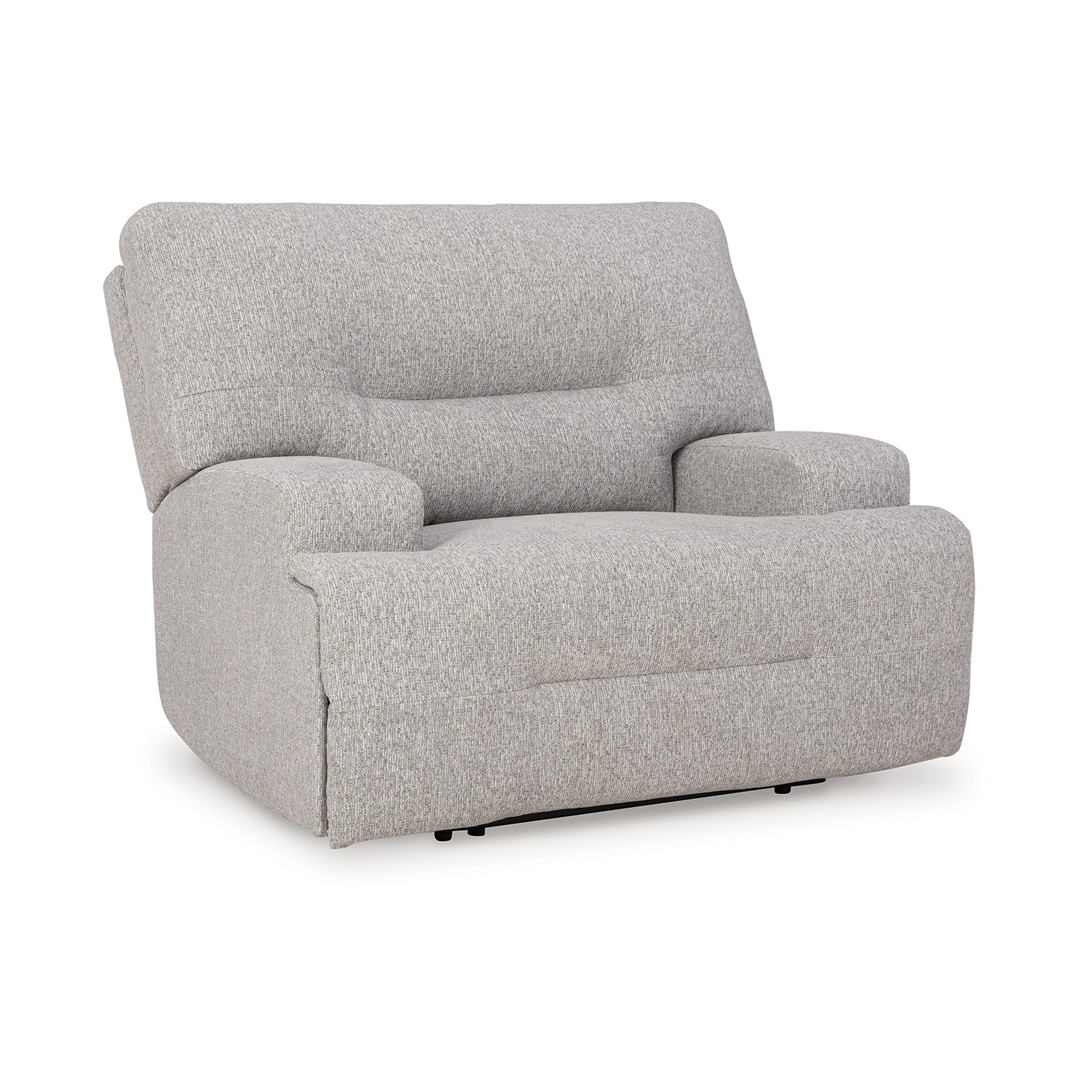 Fauteuil inclinable électrique Marissa à assise large, polyester gris, rembourrage moelleux