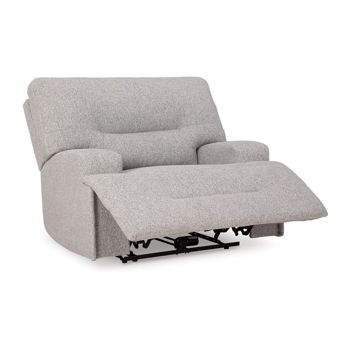Fauteuil inclinable électrique Marissa à assise large, polyester gris, rembourrage moelleux