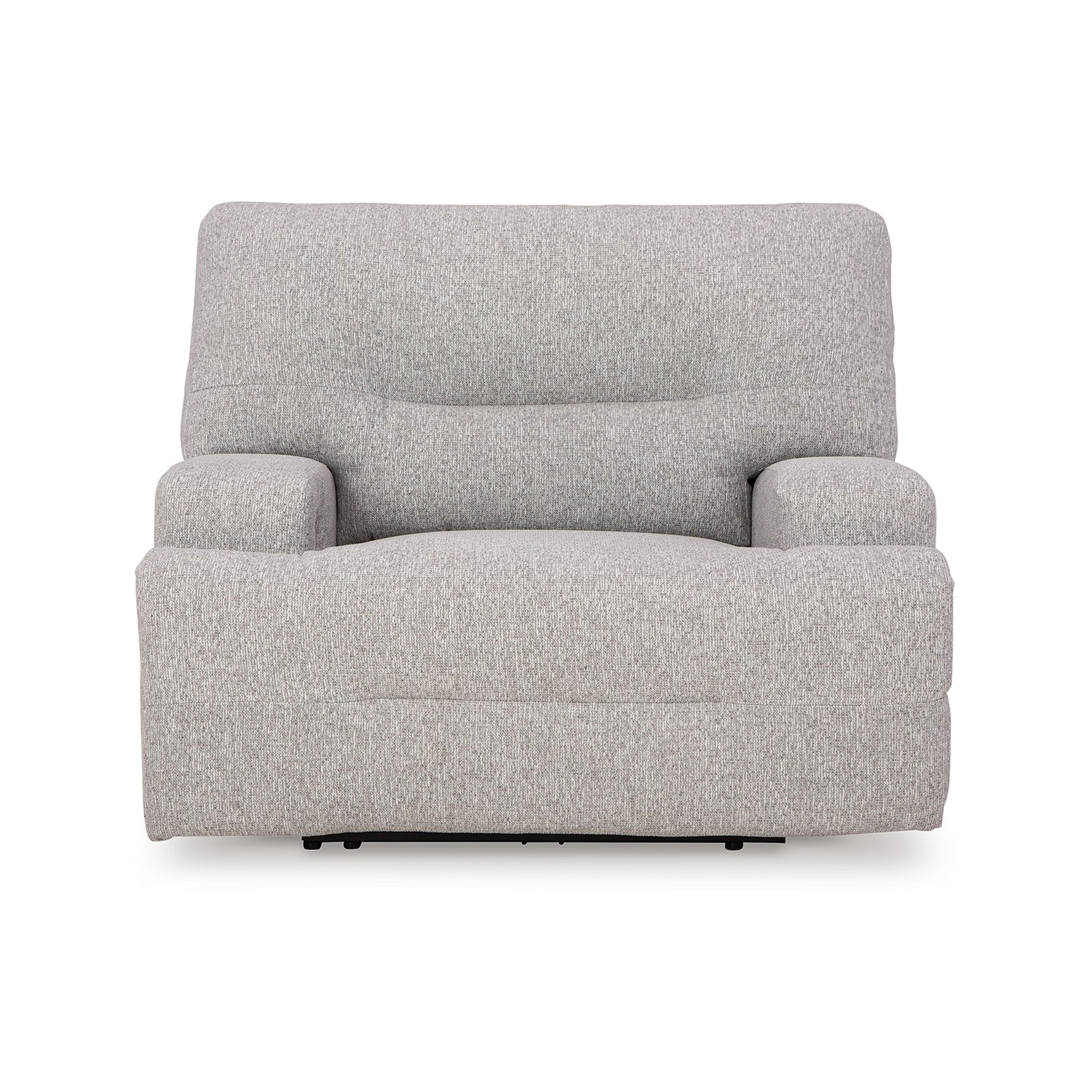 Fauteuil inclinable électrique Marissa à assise large, polyester gris, rembourrage moelleux