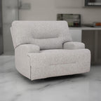 Fauteuil inclinable électrique Marissa à assise large, polyester gris, rembourrage moelleux