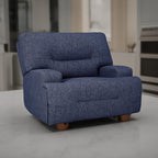 Fauteuil inclinable électrique Marissa à assise large, en polyester bleu marine doux