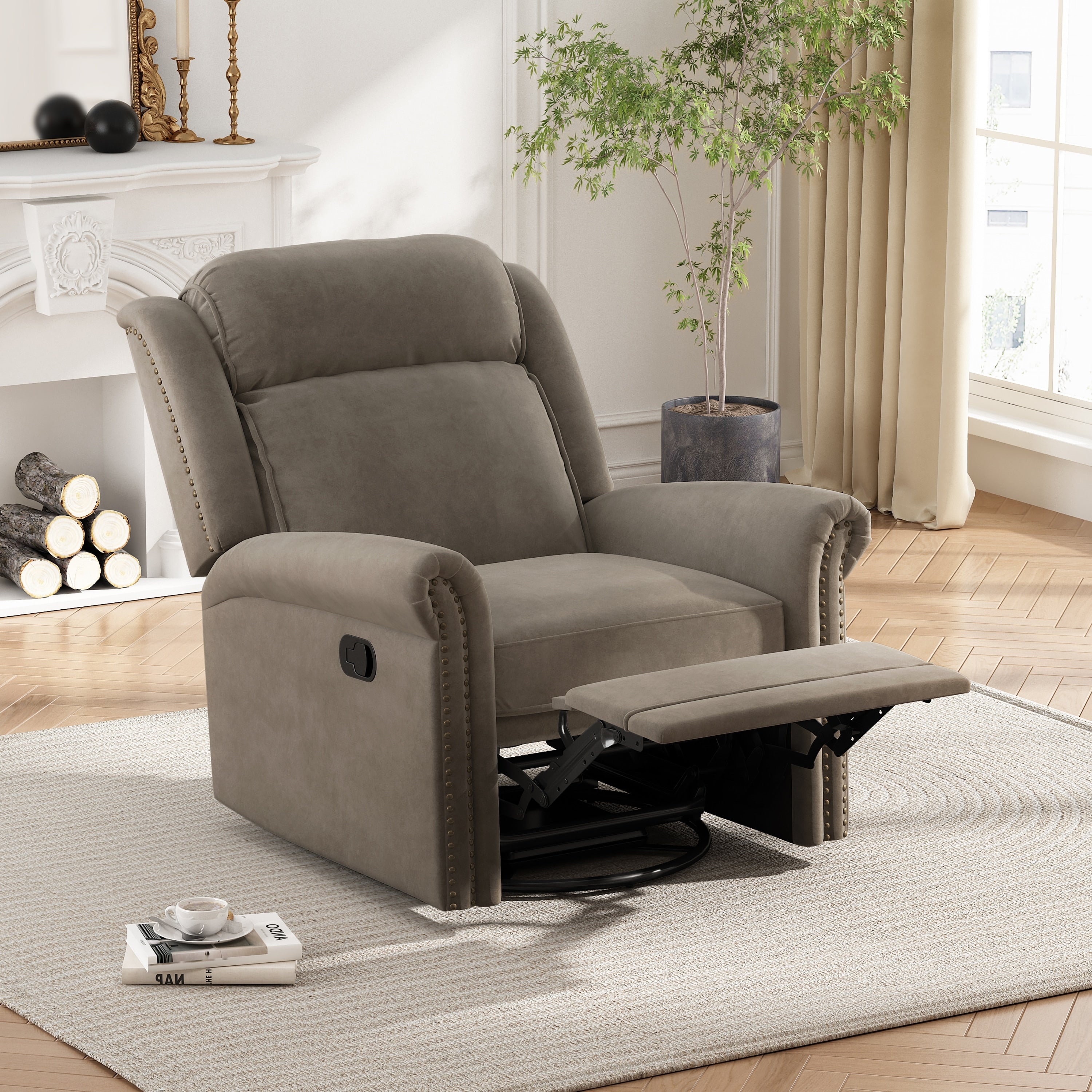 Fauteuil inclinable pivotant moderne en velours Marloo par Christopher Knight Home