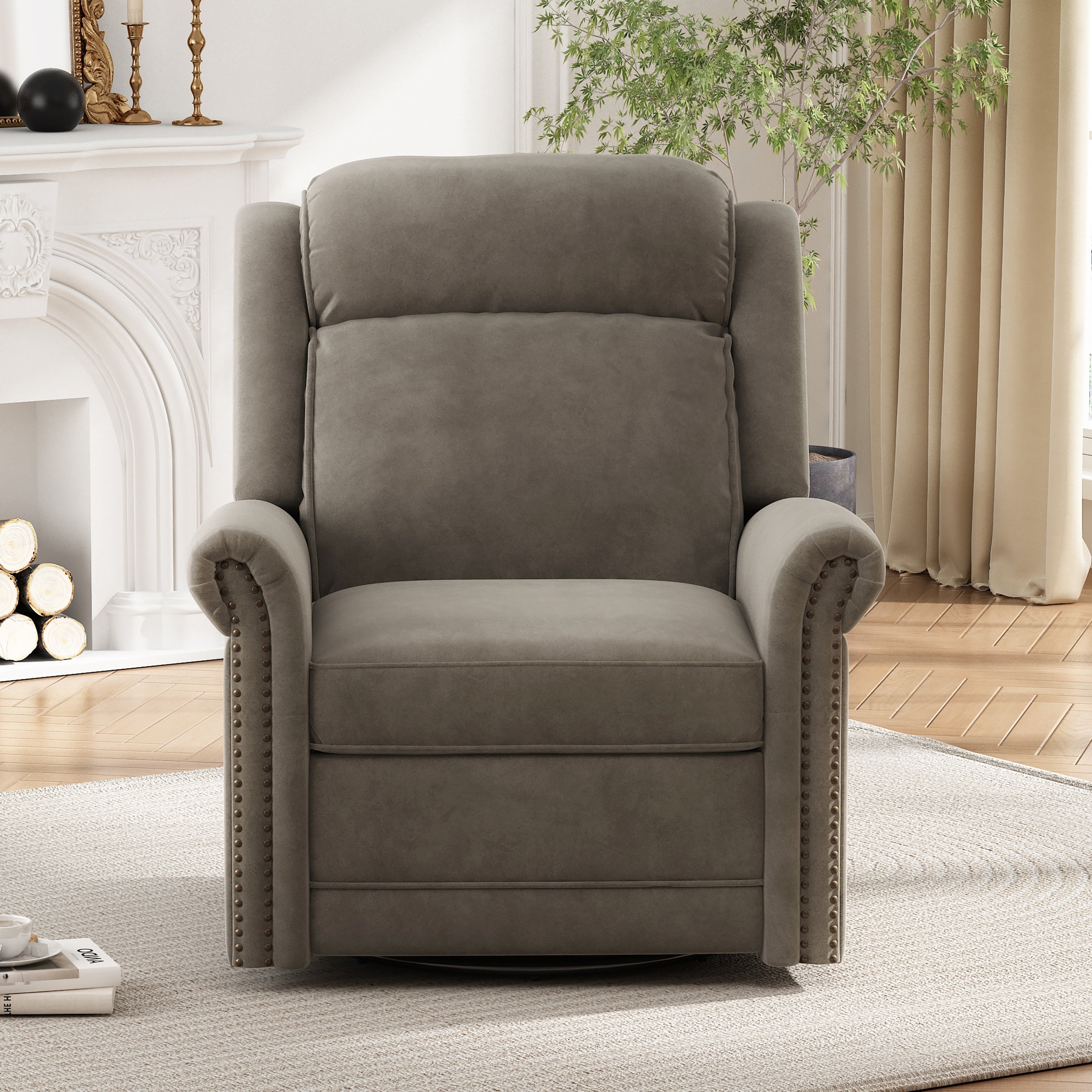 Fauteuil inclinable pivotant moderne en velours Marloo par Christopher Knight Home