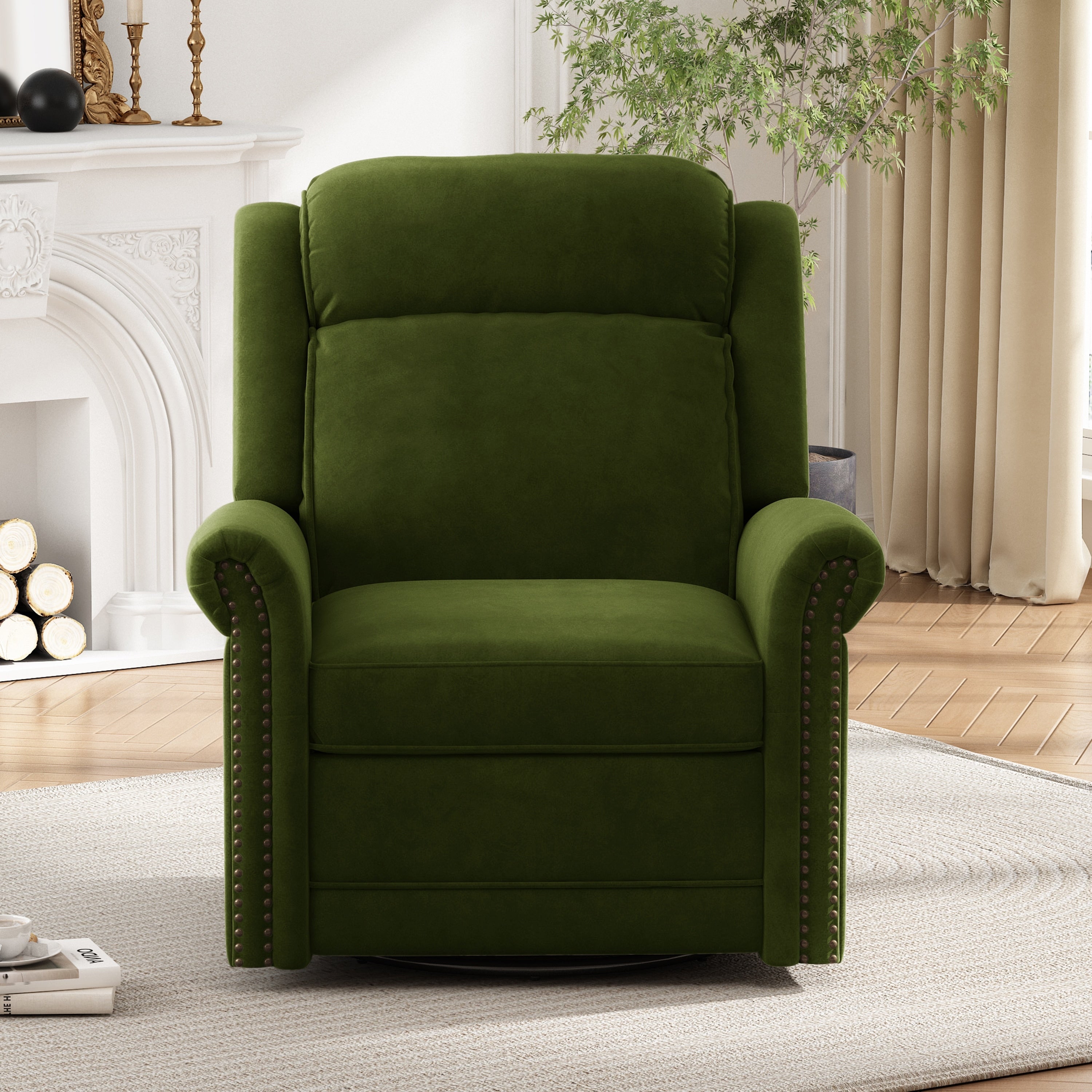 Fauteuil inclinable pivotant moderne en velours Marloo par Christopher Knight Home